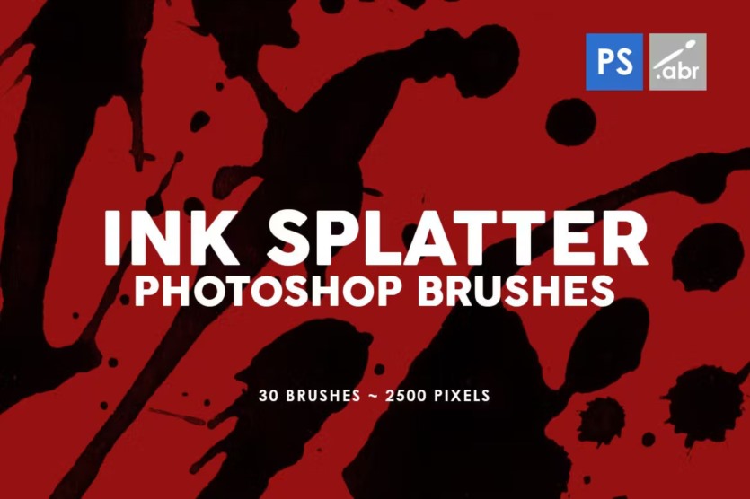 墨水飞溅Photoshop邮票笔刷 30 Ink Splatter Photoshop Stamp Brushes Vol. 1