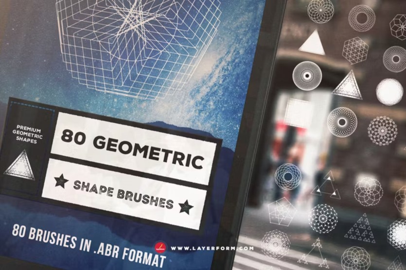 80支几何形状PS笔刷 80 Geometric Shape Brushes