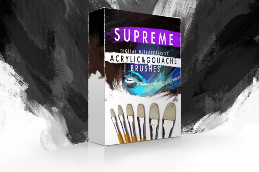 数字超写实亚克力和水粉画笔 Supreme Acrylic & Gouache Photoshop Brushes