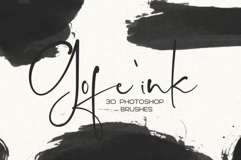 30 支墨水Photoshop笔刷 30 Gofe Ink Photoshop Brushes