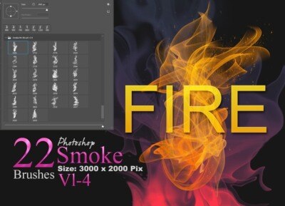 火与烟雾Photoshop笔刷 Fire and Smoke Photoshop Brushes