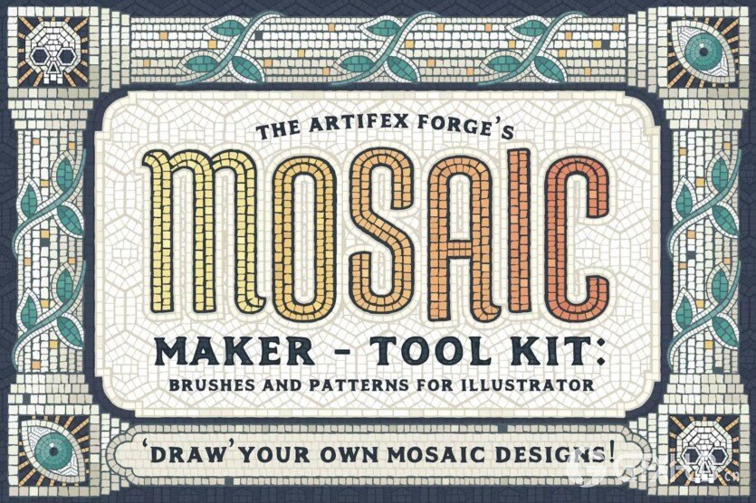 AI马赛克画笔和图案 Mosaic Maker - Brushes & Patterns