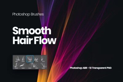 平滑的头发流动PS笔刷 Smooth Hair Flow Photoshop Brushes