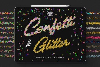 五彩纸屑和闪光Procreate画笔包 Confetti and Glitter Procreate Brushes Pack