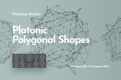 柏拉图式的多边形形状Photoshop笔刷 Platonic Polygonal Shapes Photoshop Brushes