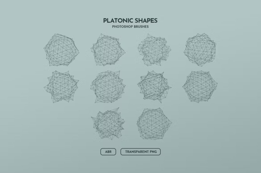 柏拉图式的多边形形状Photoshop笔刷 Platonic Polygonal Shapes Photoshop Brushes
