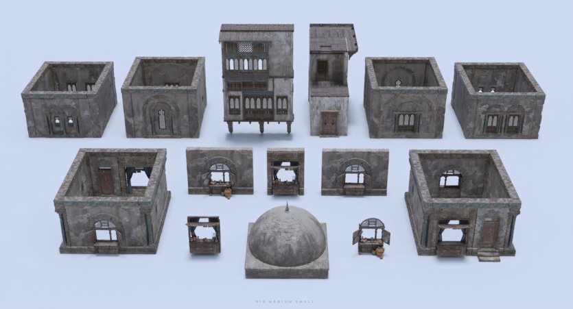 大集市 建筑、人群、骆驼、植被、模块化套件 Big Medium Small - Grand Bazaar Collection Bundle