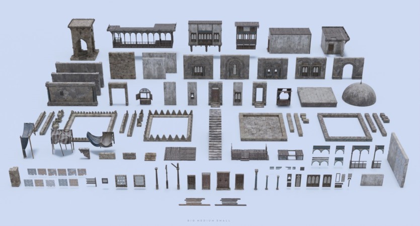 大集市 建筑、人群、骆驼、植被、模块化套件 Big Medium Small - Grand Bazaar Collection Bundle