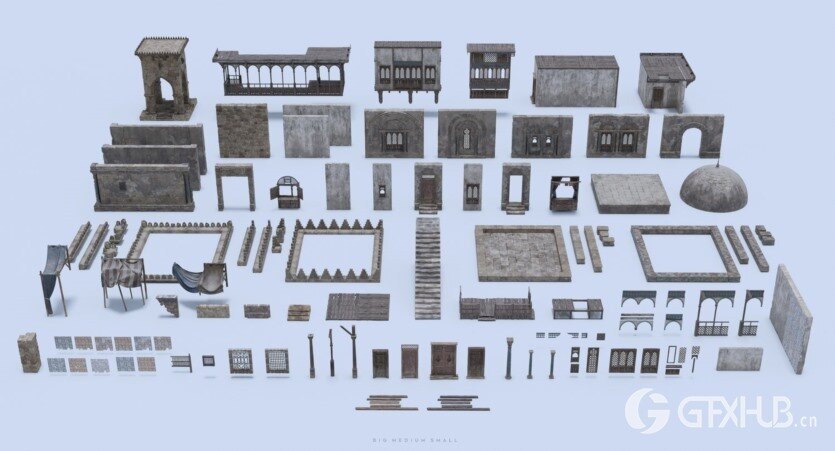 大集市 建筑、人群、骆驼、植被、模块化套件 Big Medium Small - Grand Bazaar Collection Bundle