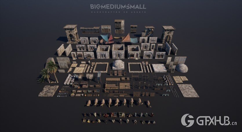 大集市 建筑、人群、骆驼、植被、模块化套件 Big Medium Small - Grand Bazaar Collection Bundle