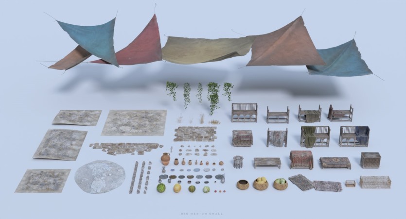 大集市 建筑、人群、骆驼、植被、模块化套件 Big Medium Small - Grand Bazaar Collection Bundle