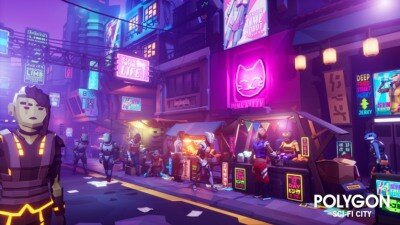 UE虚幻引擎 角色、道具、武器、车辆和环境低多边形资产包 POLYGON – Sci-Fi City