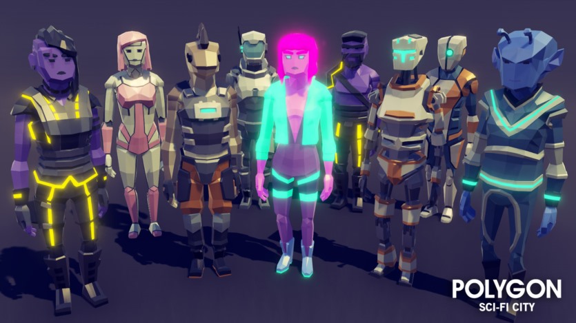 UE虚幻引擎 角色、道具、武器、车辆和环境低多边形资产包 POLYGON - Sci-Fi City