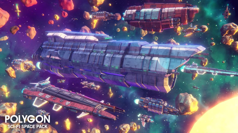 UE虚幻引擎太空船、角色、道具、武器、FX 和环境低多边形资产包 POLYGON - Sci-fi Space Pack