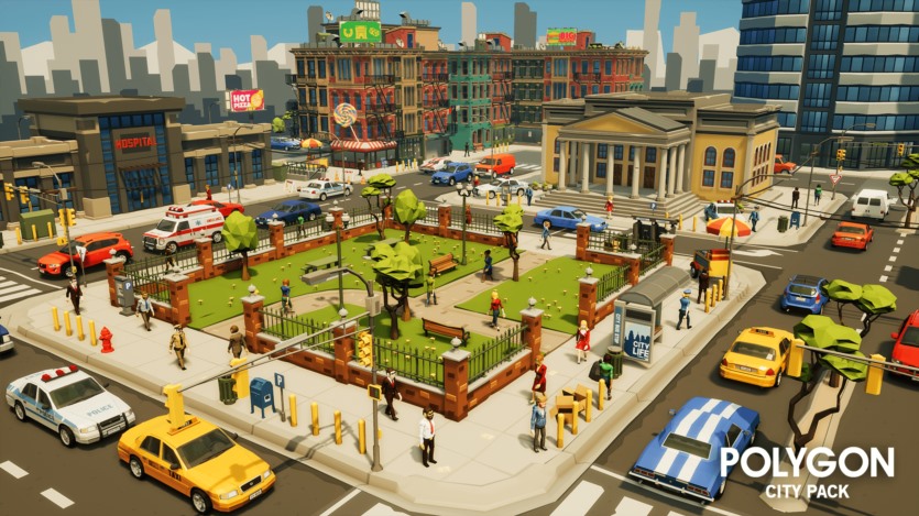 UE虚幻引擎角色、建筑物、道具、车辆、环境低多边形资产包 POLYGON - City Pack