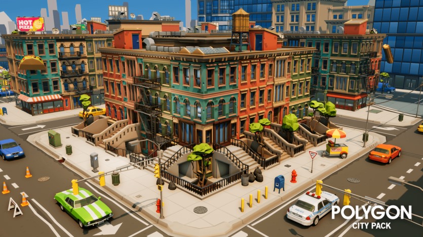 UE虚幻引擎角色、建筑物、道具、车辆、环境低多边形资产包 POLYGON - City Pack
