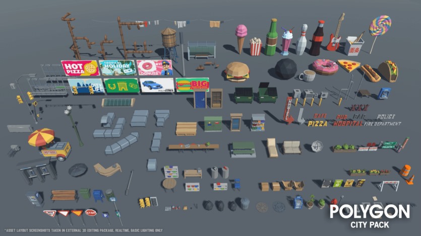 UE虚幻引擎角色、建筑物、道具、车辆、环境低多边形资产包 POLYGON - City Pack