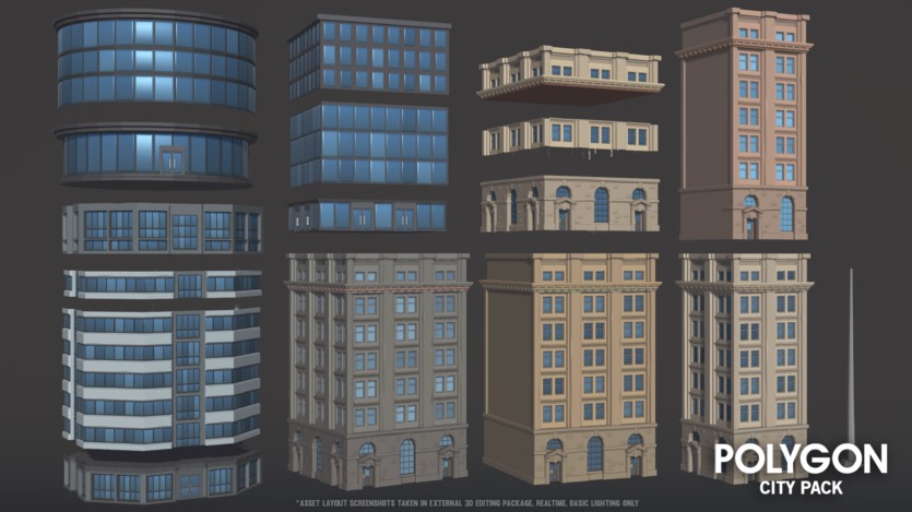 UE虚幻引擎角色、建筑物、道具、车辆、环境低多边形资产包 POLYGON - City Pack