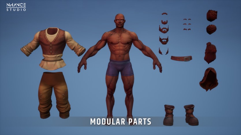UE虚幻引擎 模块化奇幻程式化人类男性角色 Modular Fantasy Stylized Human Male
