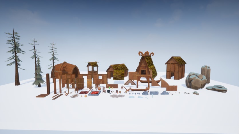 UE虚幻引擎程式化的维京堡垒城镇城市 Stylized Viking Village