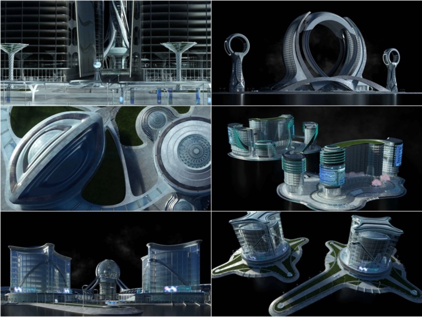 未来乌托邦城市建筑3D模型 Kitbash3D - OASIS (MaxC4DMayaBlenderUnityUnreal等格式）