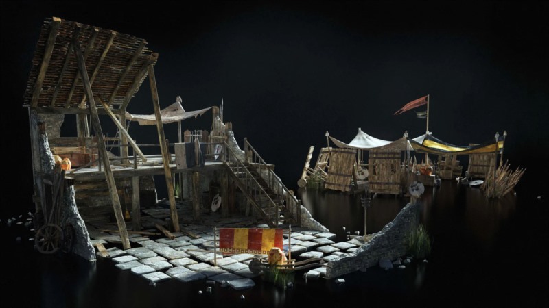 中世纪战争模块化的城堡塔楼城墙营地入侵防御工事3D模型 Kitbash3D - Medieval Siege