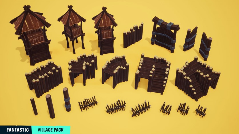 UE虚幻引擎 风格化的梦幻村庄建筑、道具、水和环境资产 FANTASTIC - Village Pack