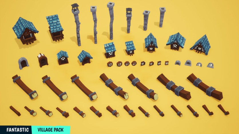 UE虚幻引擎 风格化的梦幻村庄建筑、道具、水和环境资产 FANTASTIC - Village Pack
