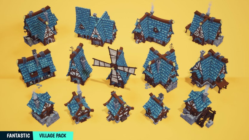 UE虚幻引擎 风格化的梦幻村庄建筑、道具、水和环境资产 FANTASTIC - Village Pack