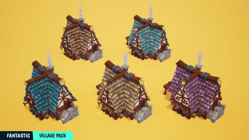 UE虚幻引擎 风格化的梦幻村庄建筑、道具、水和环境资产 FANTASTIC - Village Pack