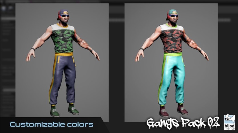 UE虚幻引擎三个高质量黑帮角色 Gangs Pack 02