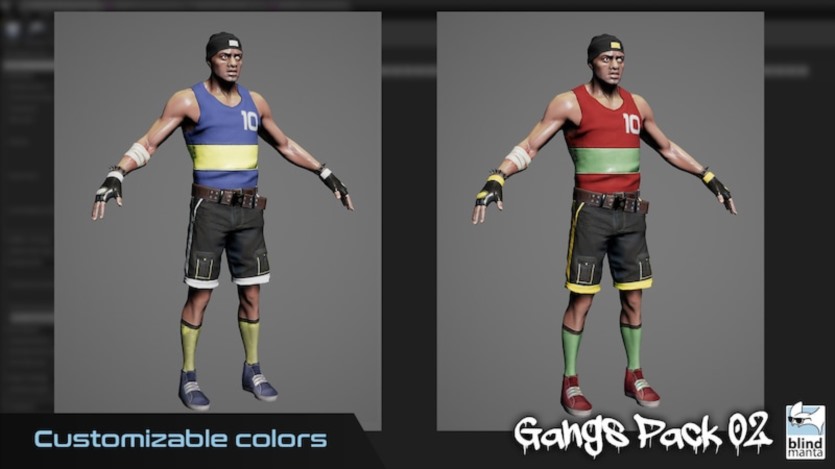 UE虚幻引擎三个高质量黑帮角色 Gangs Pack 02