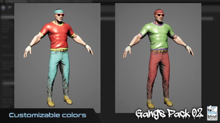 UE虚幻引擎三个高质量黑帮角色 Gangs Pack 02