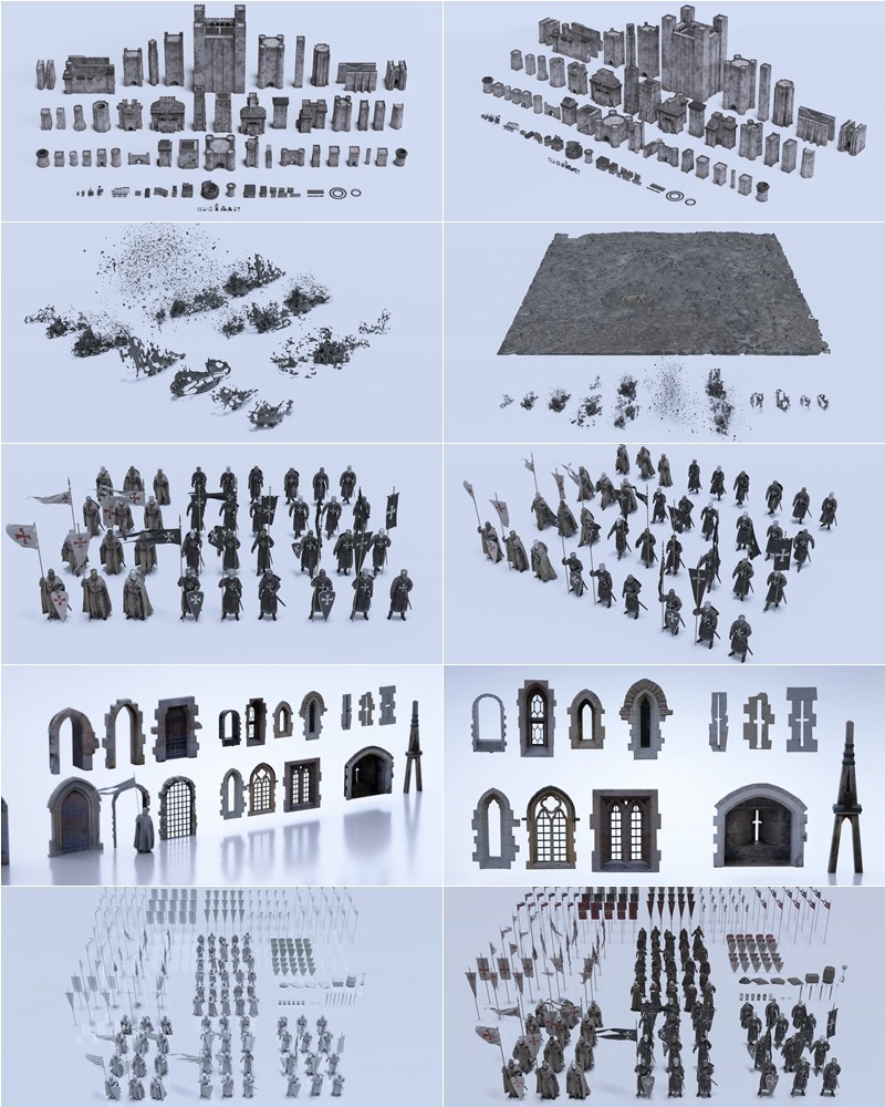 中世纪系列角色、武器、马匹、建筑物、盔甲 Big Medium Small - Medieval Collection Update