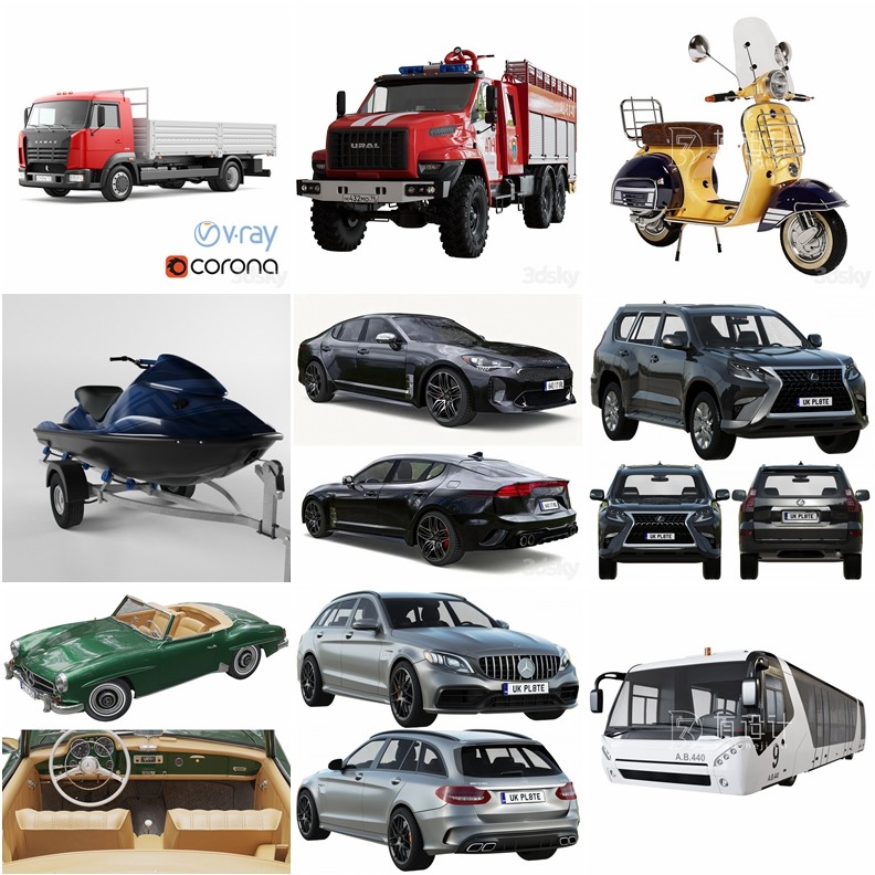 3DSky Pro 38套高精度汽车3D模型合集