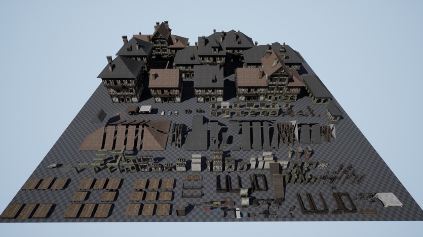 UE虚幻引擎 中世纪城镇的模块化资产 Medieval Modular Town