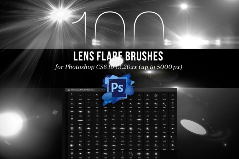 100个PS镜头光晕效果笔刷 100 Lens Effect Brushes for PS Vol 1