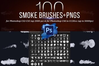 100 个Photoshop烟雾画笔 100 Photoshop Smoke Brushes + PNGs