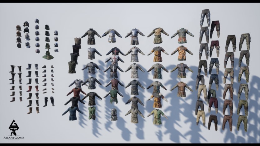 UE虚幻引擎ROG 模块化中世纪盔甲和布料 ROG Modular Medieval Armor and Cloth