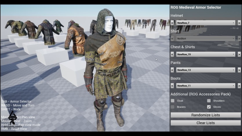 UE虚幻引擎ROG 模块化中世纪盔甲和布料 ROG Modular Medieval Armor and Cloth