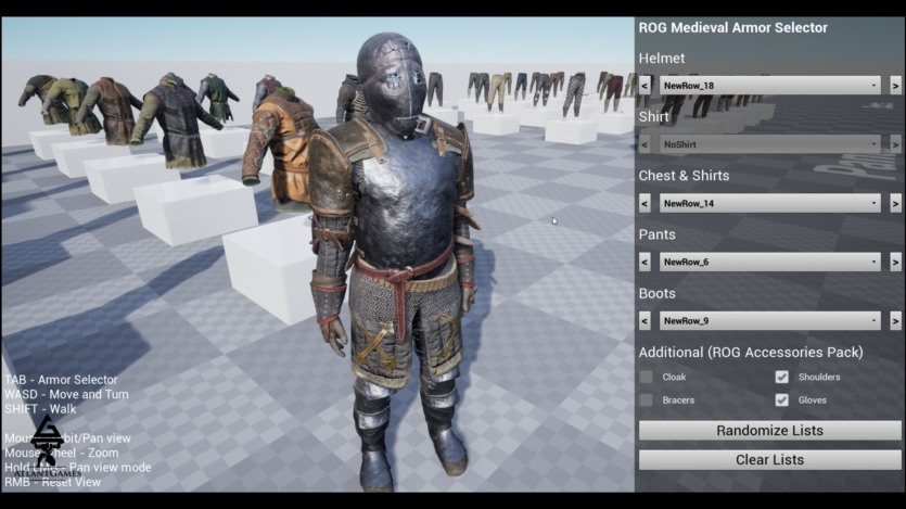 UE虚幻引擎ROG 模块化中世纪盔甲和布料 ROG Modular Medieval Armor and Cloth