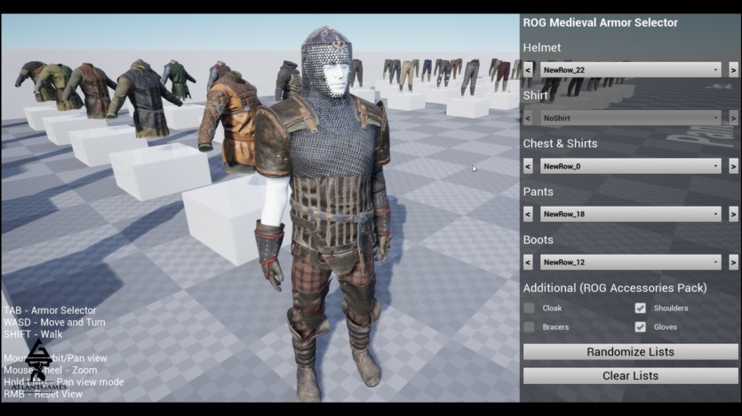 UE虚幻引擎ROG 模块化中世纪盔甲和布料 ROG Modular Medieval Armor and Cloth