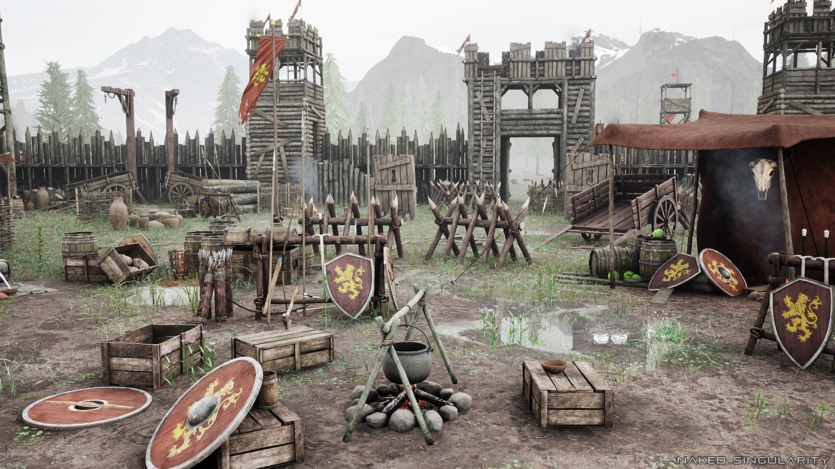 UE虚幻引擎中世纪木堡 - 军事战争营地 - 栅栏围墙 - 强盗营地 Medieval Wooden Fort