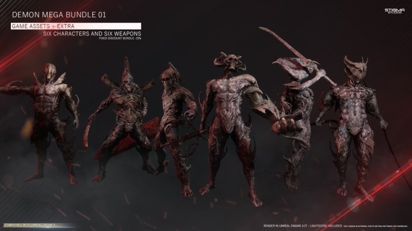 UE虚幻引擎30个具有不同材质、盔甲、武器的角色 Insane Pack 01 - Game Assets + Extra