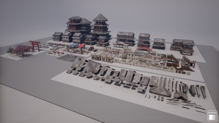 UE虚幻引擎日式集市、寺庙、花园环境资产 Feudal Japan Megapack