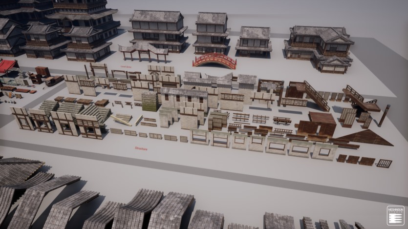 UE虚幻引擎日式集市、寺庙、花园环境资产 Feudal Japan Megapack