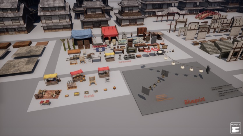 UE虚幻引擎日式集市、寺庙、花园环境资产 Feudal Japan Megapack