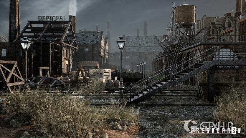 UE虚幻引擎带造船厂的旧工业城镇包含各种高质量资产 Old Industrial City and Shipyard with Factory Interiors