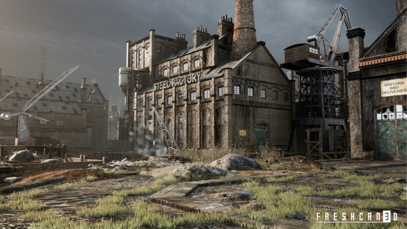 UE虚幻引擎带造船厂的旧工业城镇包含各种高质量资产 Old Industrial City and Shipyard with Factory Interiors