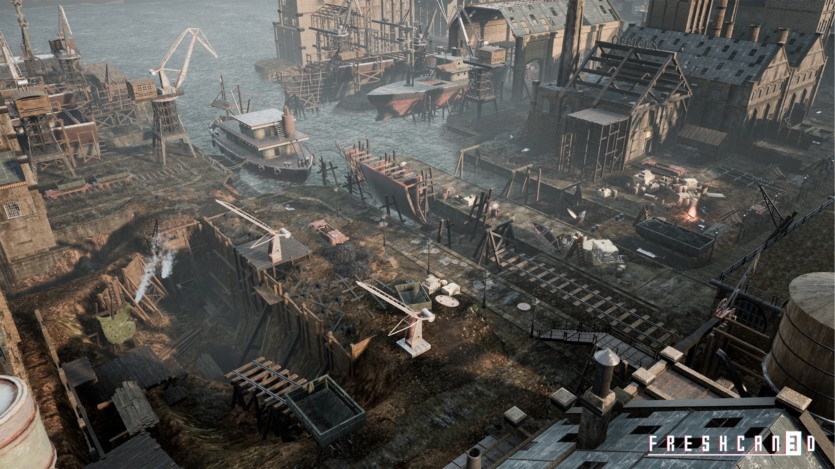 UE虚幻引擎带造船厂的旧工业城镇包含各种高质量资产 Old Industrial City and Shipyard with Factory Interiors